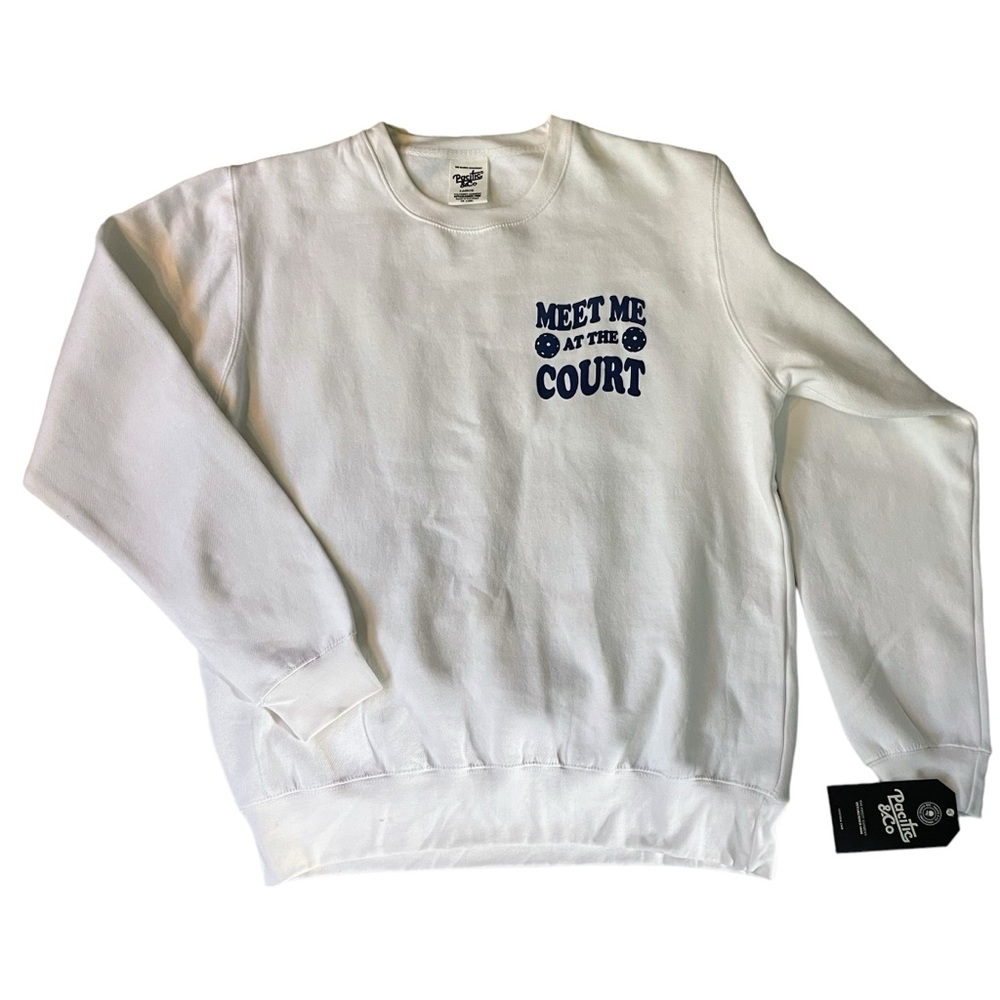 Pacific & Co NWT Pickleball Oversized Sweatshirt White Blue Letter Size L and XL
